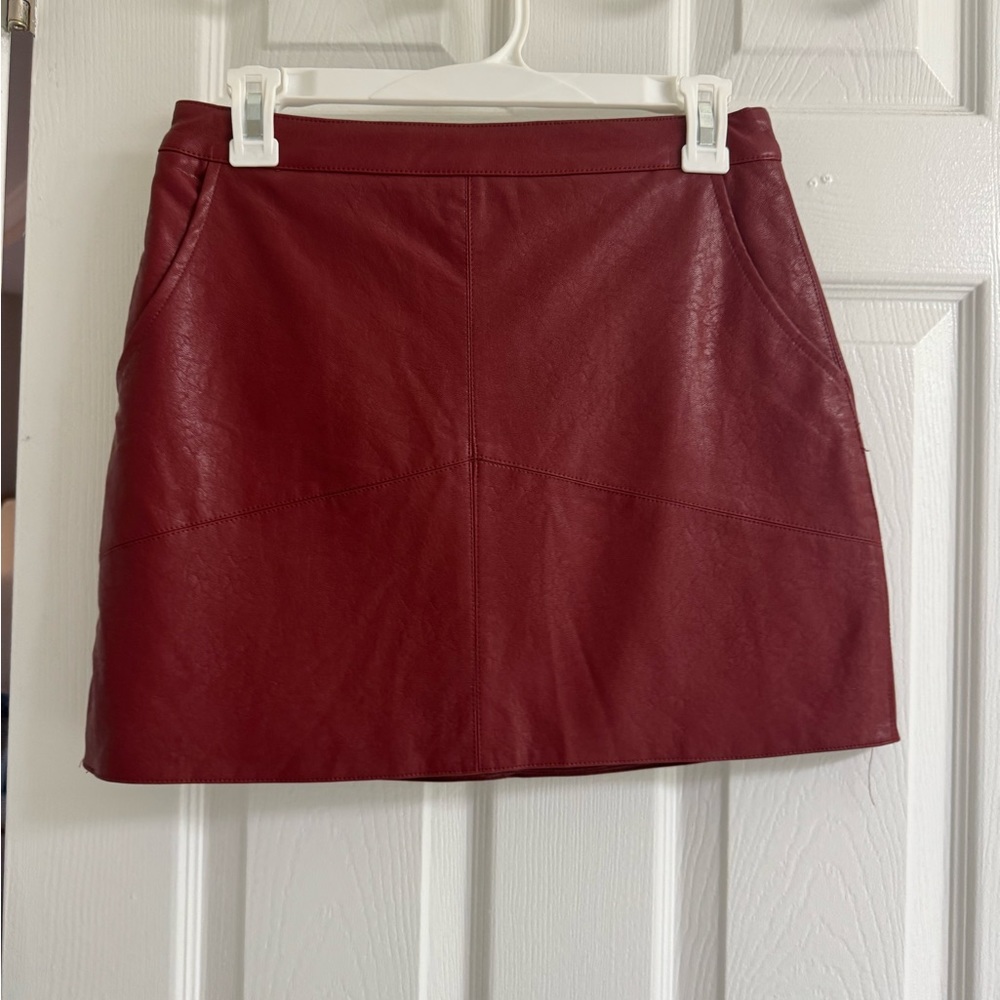 Burgundy leather skirt